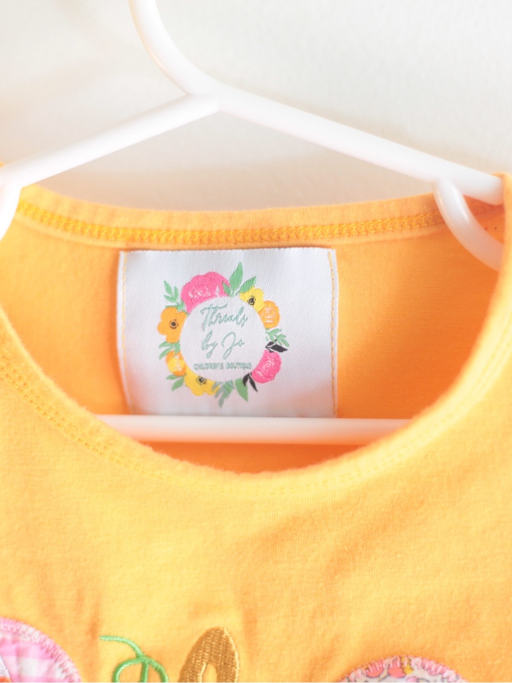Girls' Ruffle Hem Long-Sleeve 'Boo' Pumpkin Tee - Mustard - Picture 5 of 6